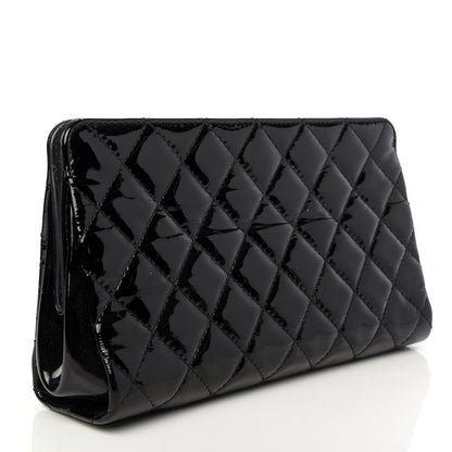 Chanel Patent CC Quilted Timeless Clutch Black 3 of 9