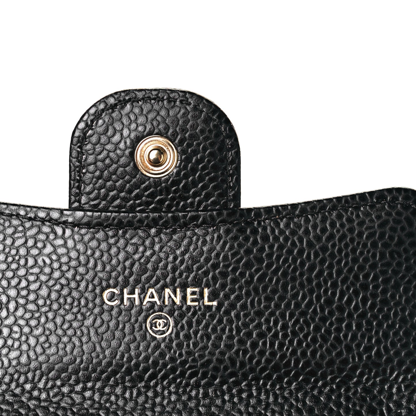 Caviar Quilted Flap Card Holder Wallet Black
