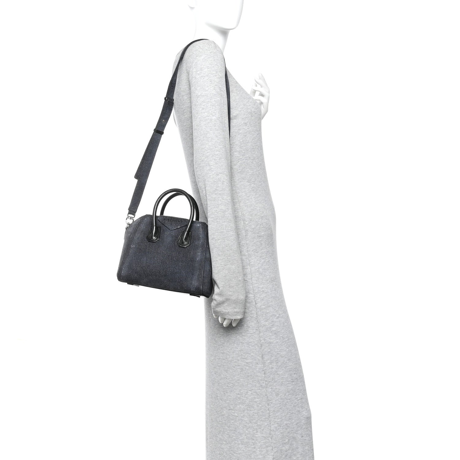 Givenchy Washed Denim Mini Antigona Shoulder Bag Black 2 of 10
