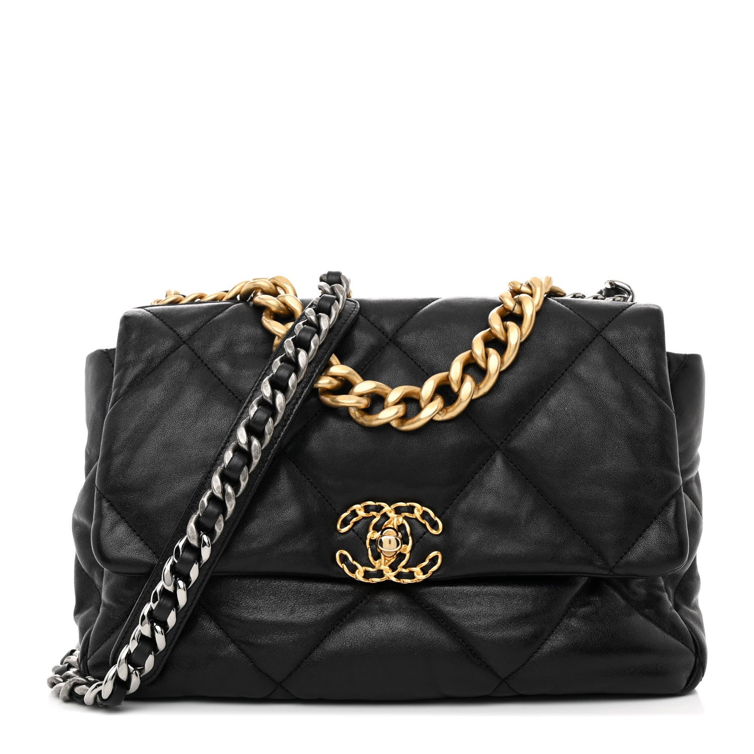 Chanel Goatskin Quilted Large Chanel 19 Flap Black 1 of 11
