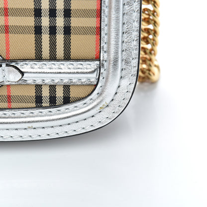 Burberry Smooth Calfskin 1983 Knight Check Link Shoulder Bag Silver 12 of 12