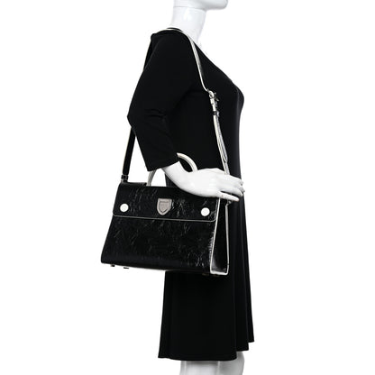 Christian Dior Crinkled Calfskin Medium Diorever Flap Black 2 of 15