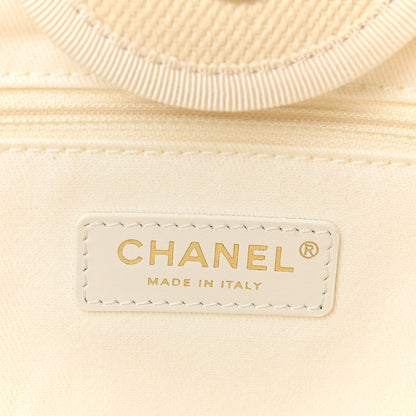 Chanel Canvas Pearl Medium Deauville Tote Ecru Beige 5 of 9