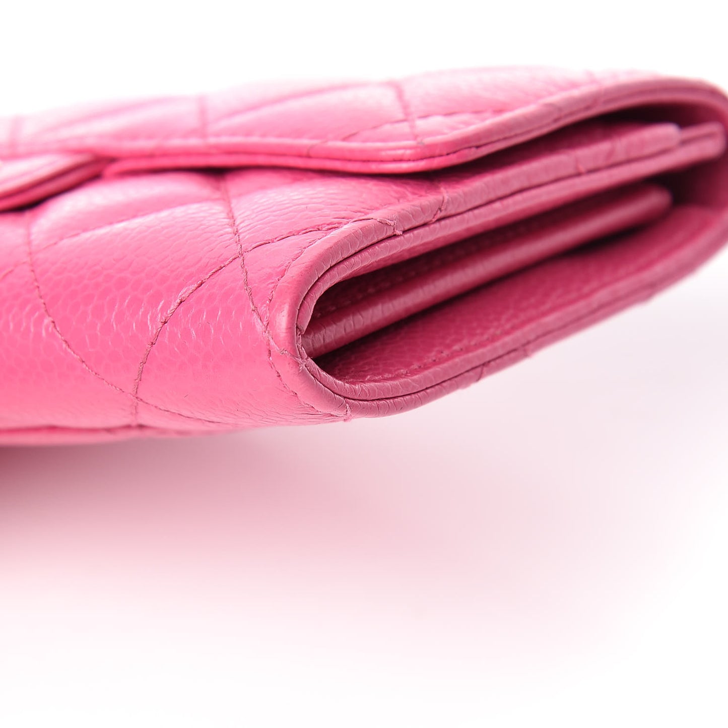Caviar Quilted Small Flap Wallet Pink