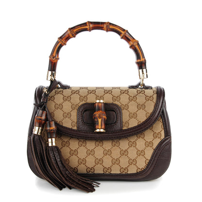 Gucci Monogram Medium New Bamboo Top Handle Bag Dark Brown 1 of 9
