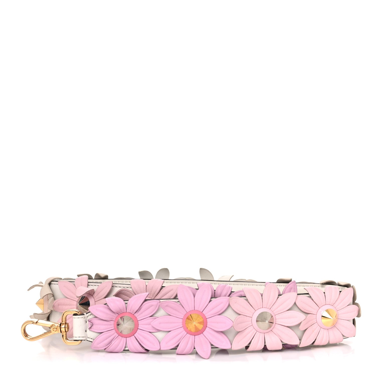 Fendi Calfskin Studded Floral Strap You White Lavender Peony 1 of 8