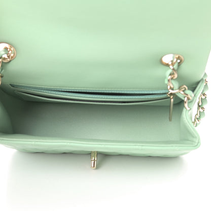 Chanel Lambskin Quilted Mini Rectangular Flap Light Green 5 of 11