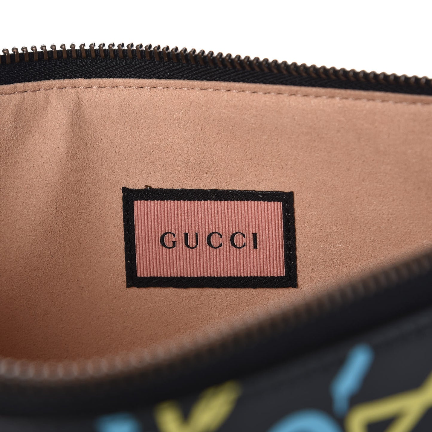 Calfskin GucciGhost Print Pouch Black New Acquamarine