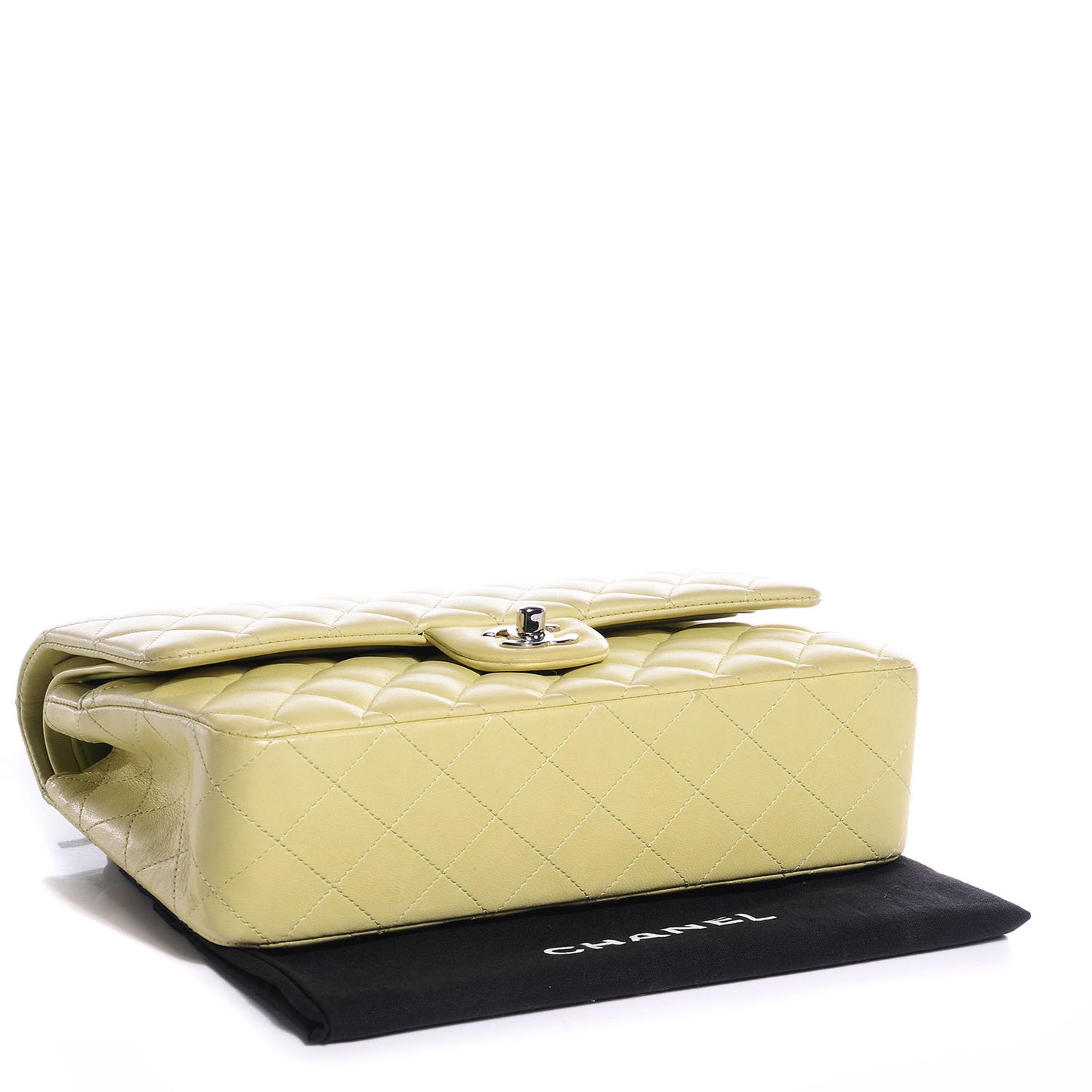 Lambskin Quilted Medium Double Flap Yellow