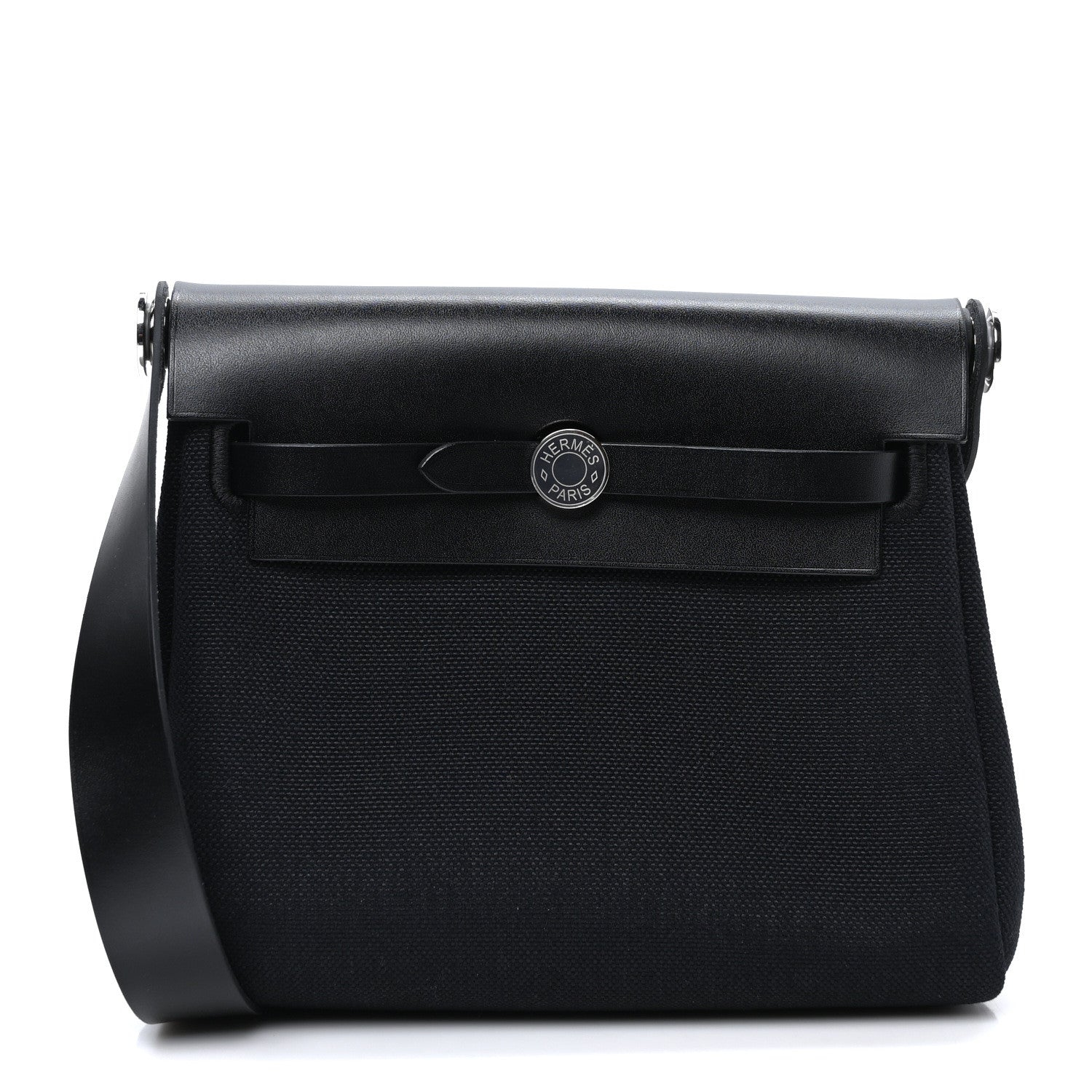 Hermes Military Toile Vache Hunter Herbag Zip Retourne 20 Black 1 of 10