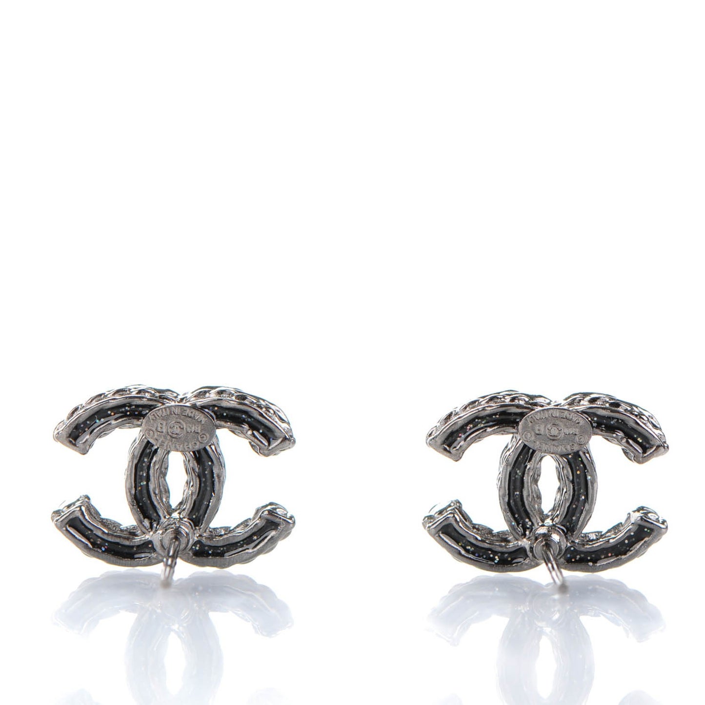 Crystal CC Earrings Ruthenium Dark Grey