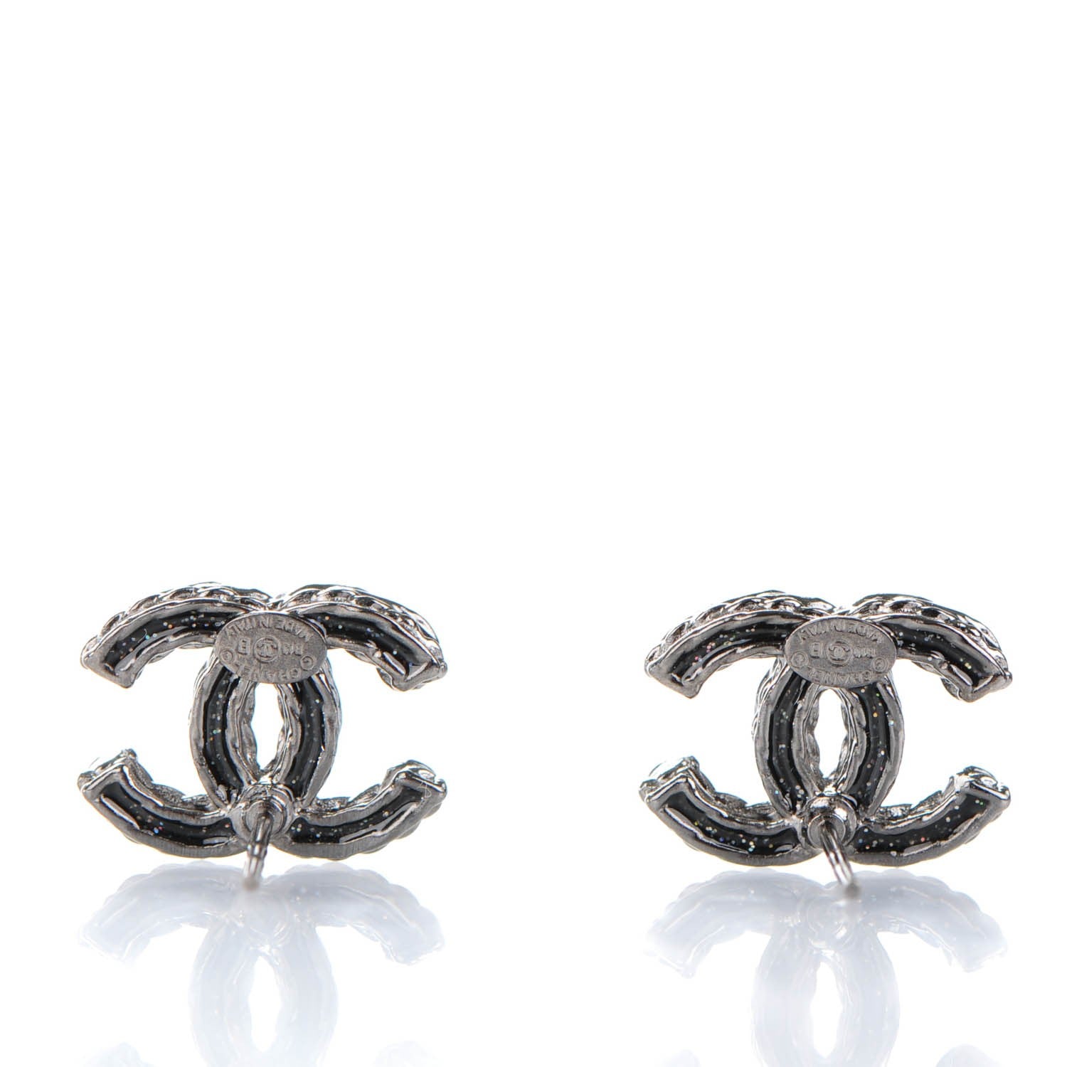 Chanel Crystal CC Earrings Ruthenium Dark Grey 3 of 5