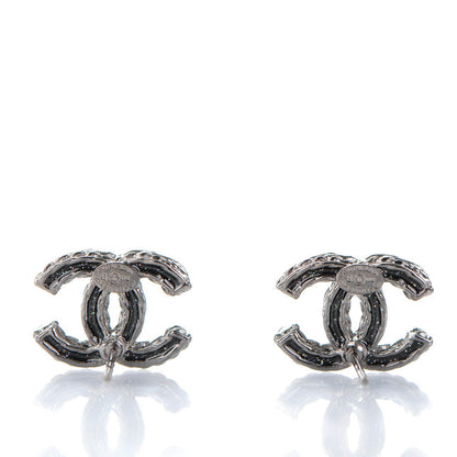 Chanel Crystal CC Earrings Ruthenium Dark Grey 3 of 5