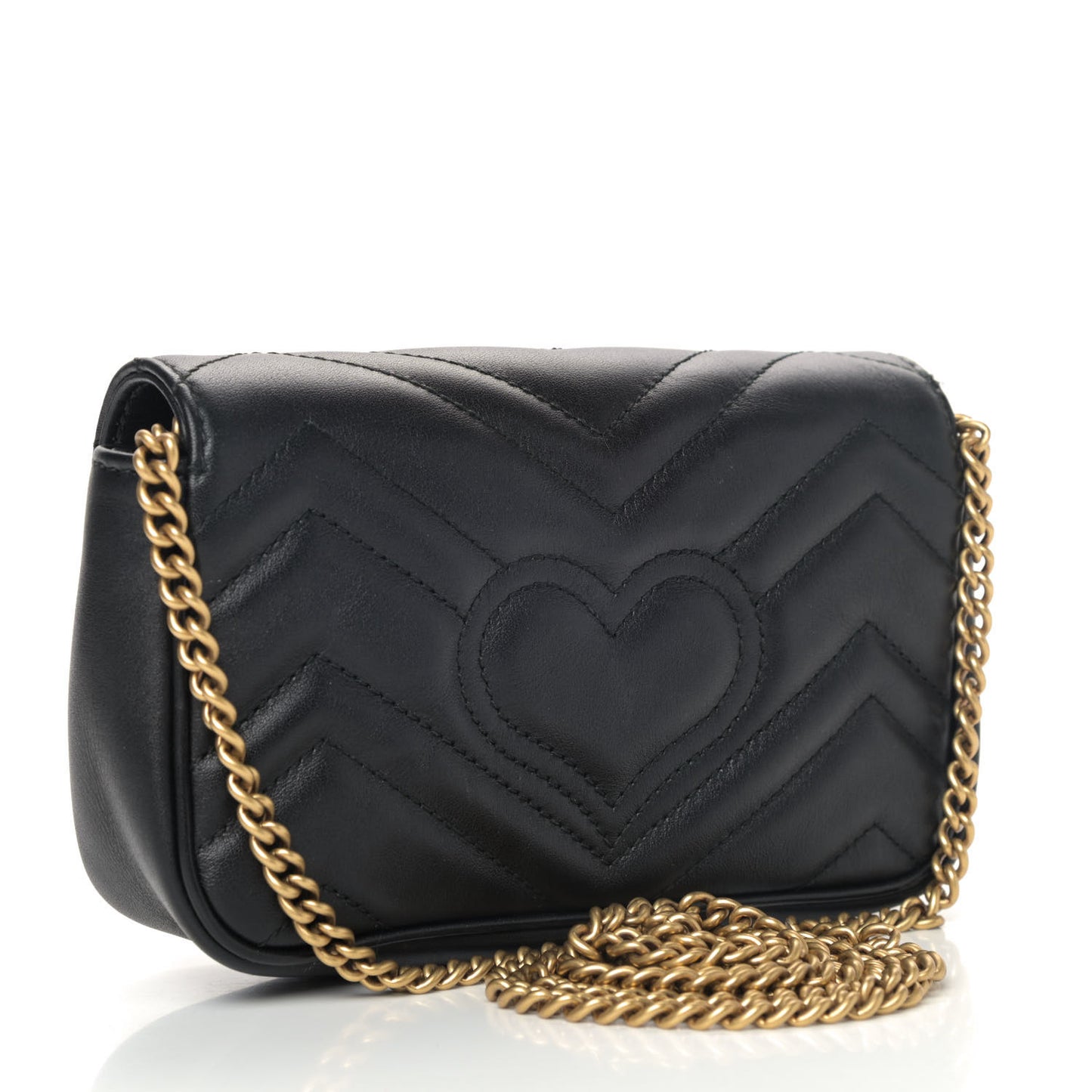 Calfskin Matelasse Super Mini GG Marmont Shoulder Bag Black