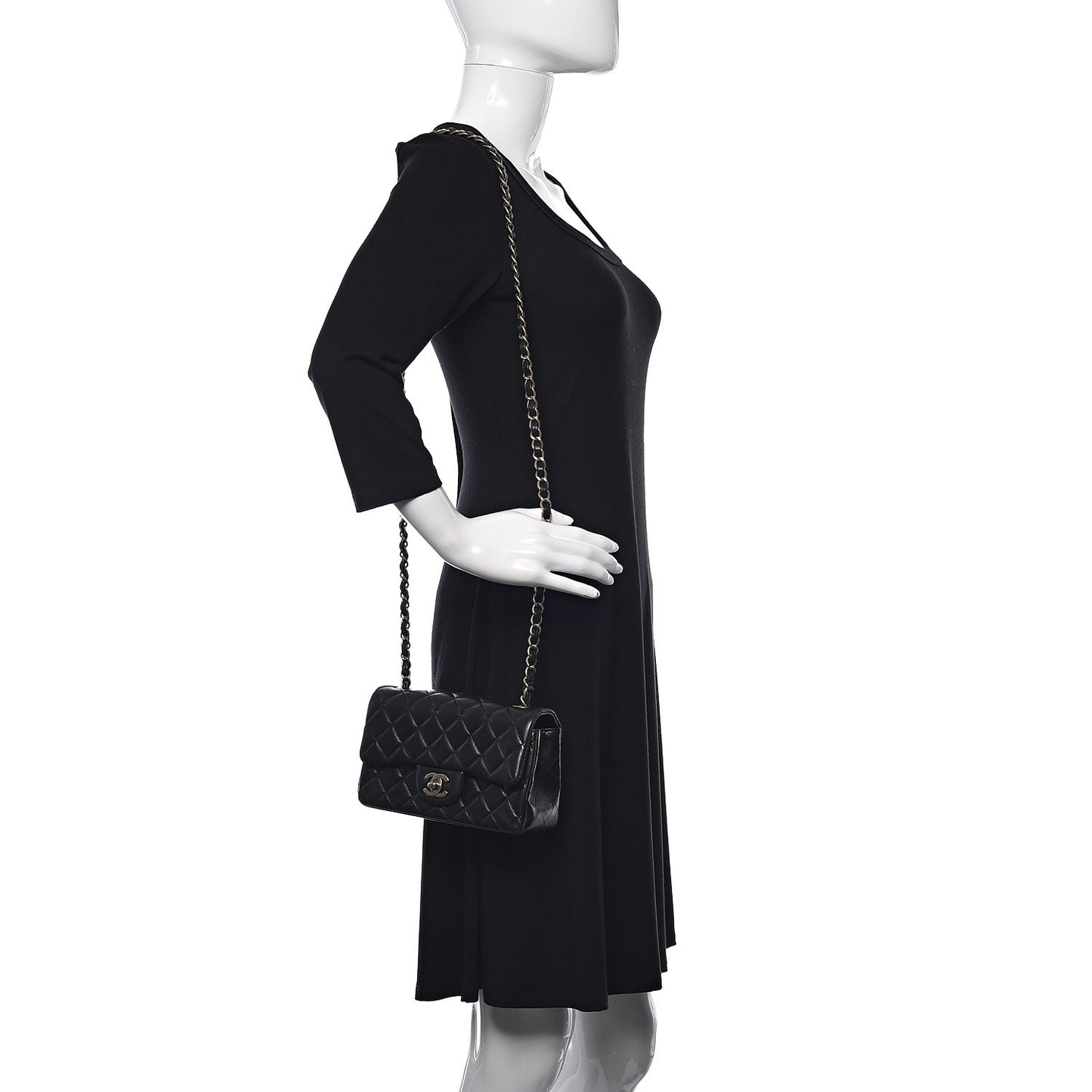 Lambskin Quilted Mini Rectangular Flap Black