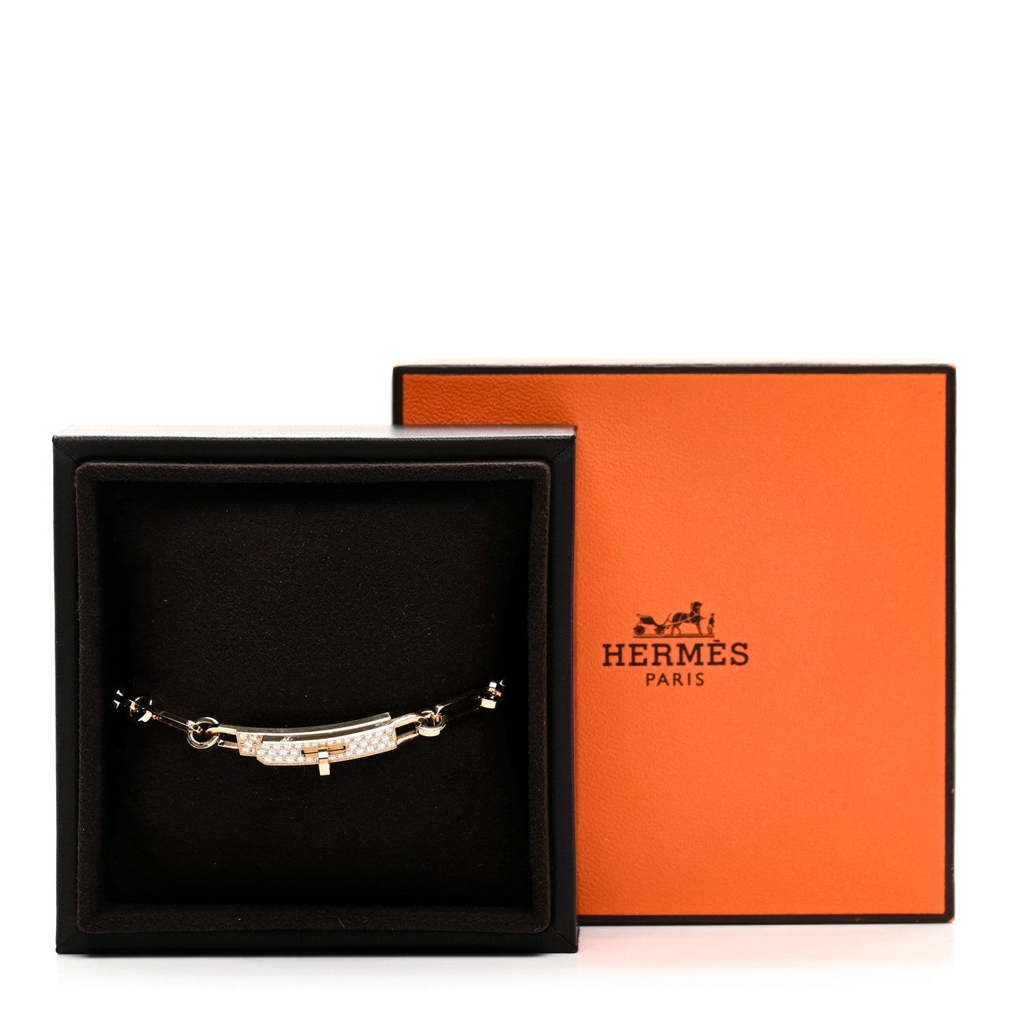 18K Yellow Gold Diamond Pave PM Kelly Chaine Bracelet ST