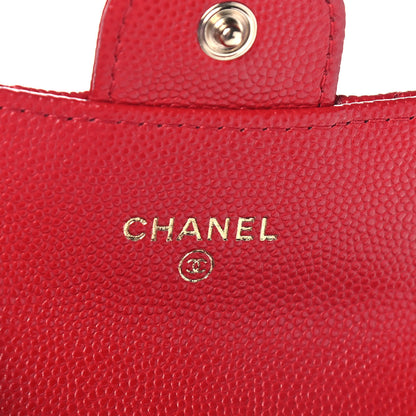 Chanel Caviar Quilted Flap Card Holder Wallet Red 6 of 10