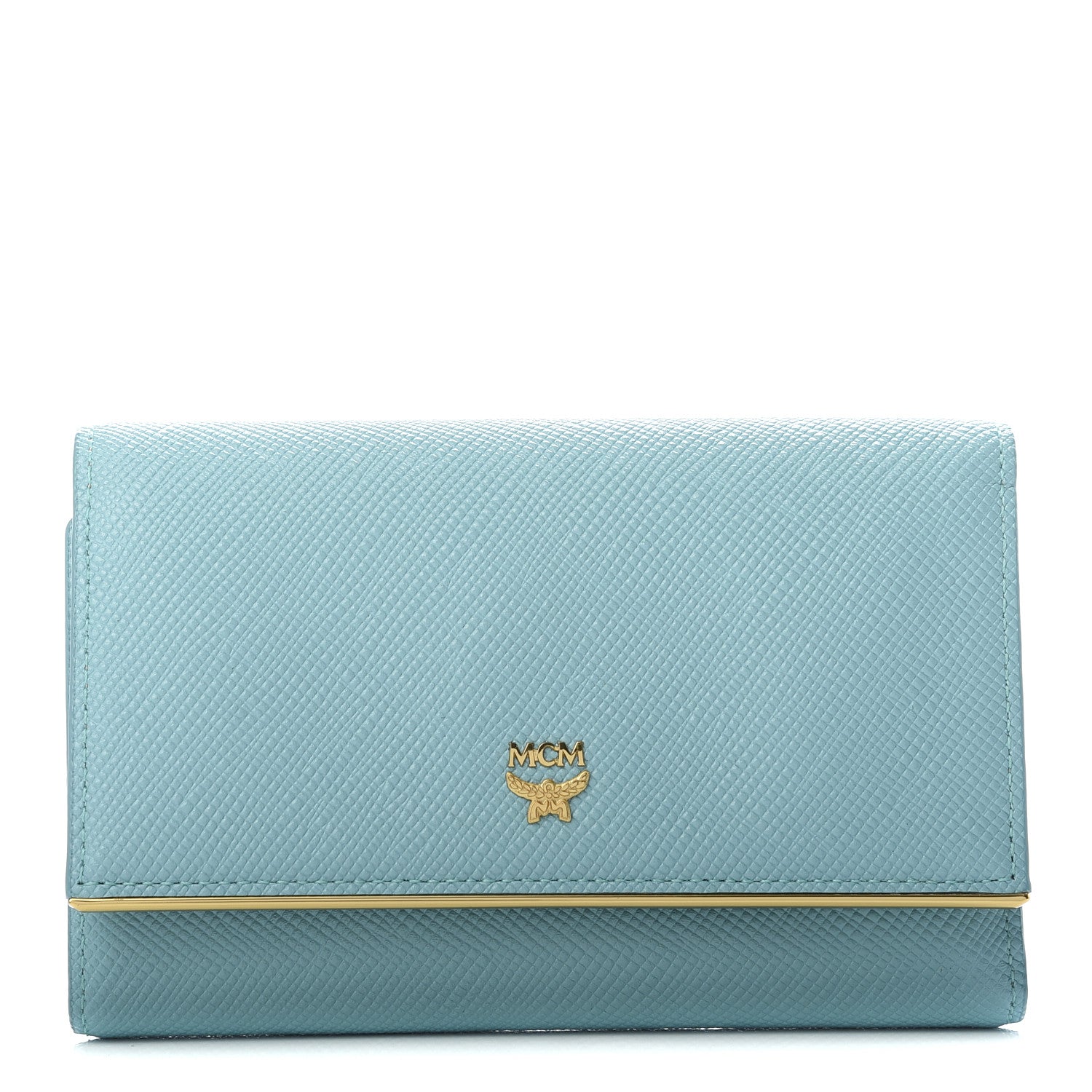 MCM Saffiano Casablanca Tri-Fold Wallet Sea Blue 1 of 7