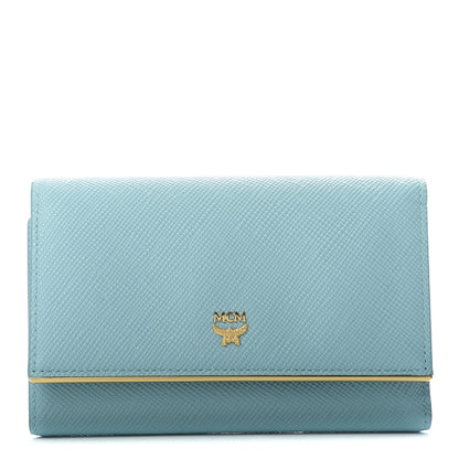 MCM Saffiano Casablanca Tri-Fold Wallet Sea Blue 1 of 7