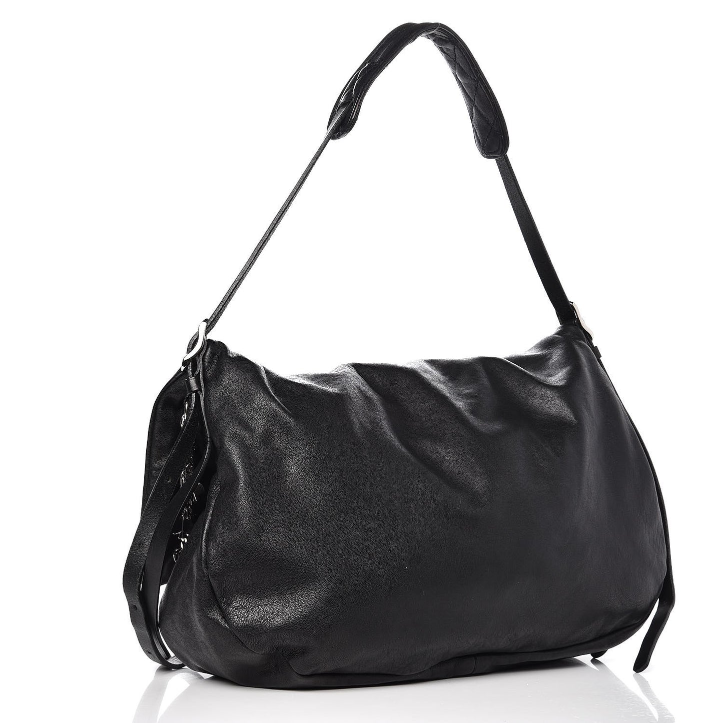 Lambskin Small Boho Biker Shoulder Bag Black