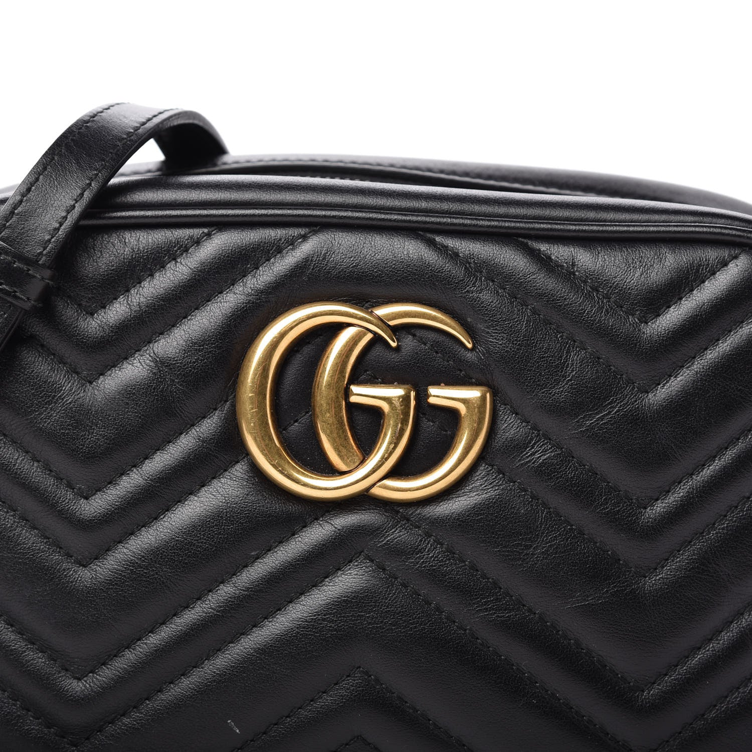 Gucci Calfskin Matelasse Small GG Marmont Chain Shoulder Bag Black 10 of 11