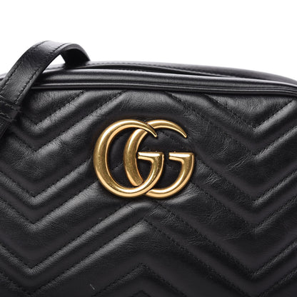Gucci Calfskin Matelasse Small GG Marmont Chain Shoulder Bag Black 10 of 11
