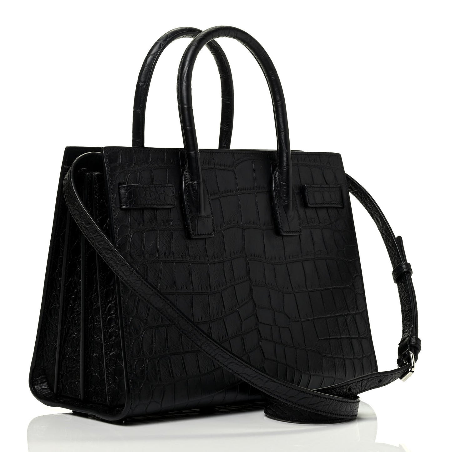 Calfskin Crocodile Embossed Baby Sac De Jour Black