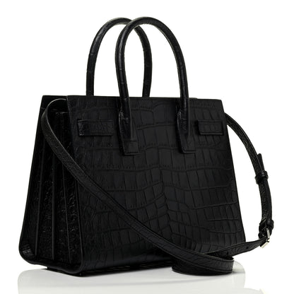 Saint Laurent Calfskin Crocodile Embossed Baby Sac De Jour Black 4 of 10