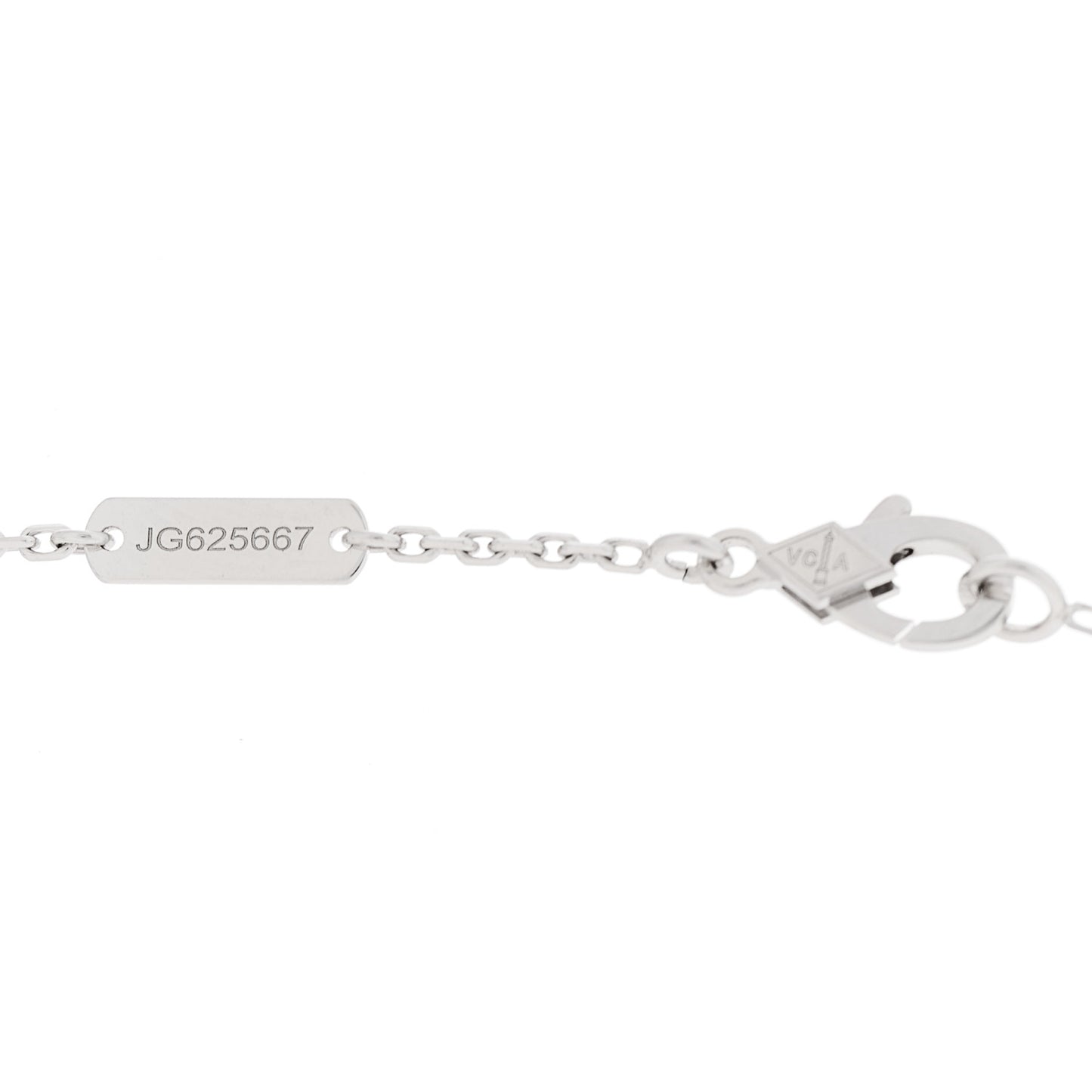 18k White Gold Chalcedony Vintage Alhambra Pendant Necklace