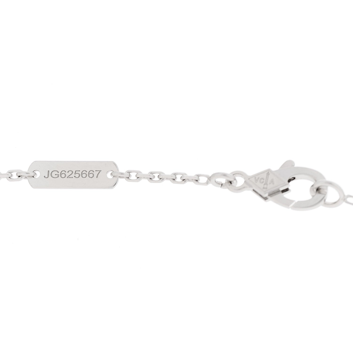 Van Cleef & Arpels 18k White Gold Chalcedony Vintage Alhambra Pendant Necklace 5 of 5