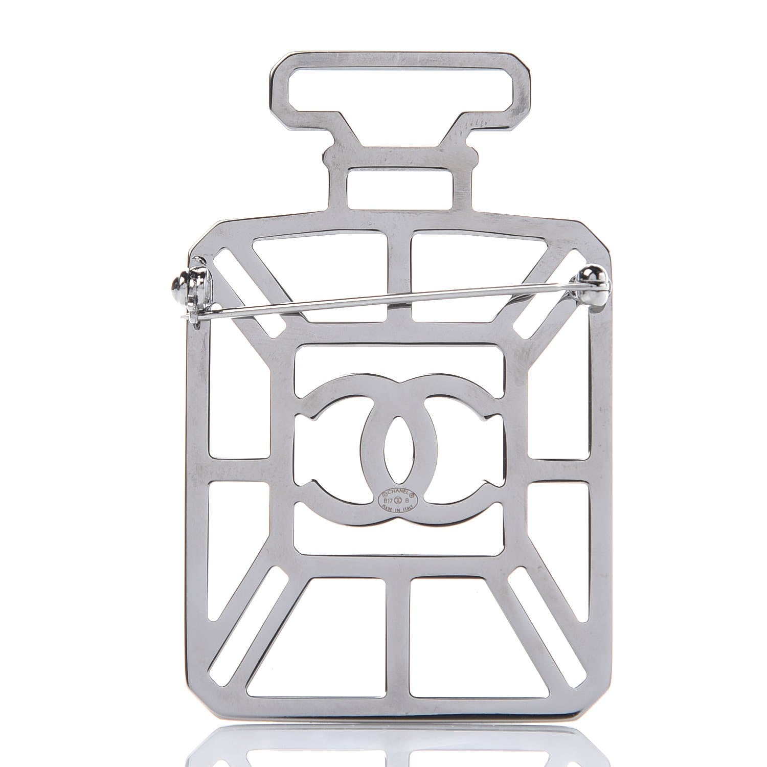 Chanel Ruthenium Crystal Perfume Bottle CC Brooch Iridescent Blue 3 of 5