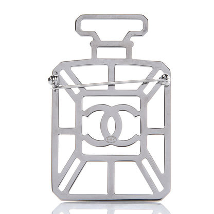 Chanel Ruthenium Crystal Perfume Bottle CC Brooch Iridescent Blue 3 of 5