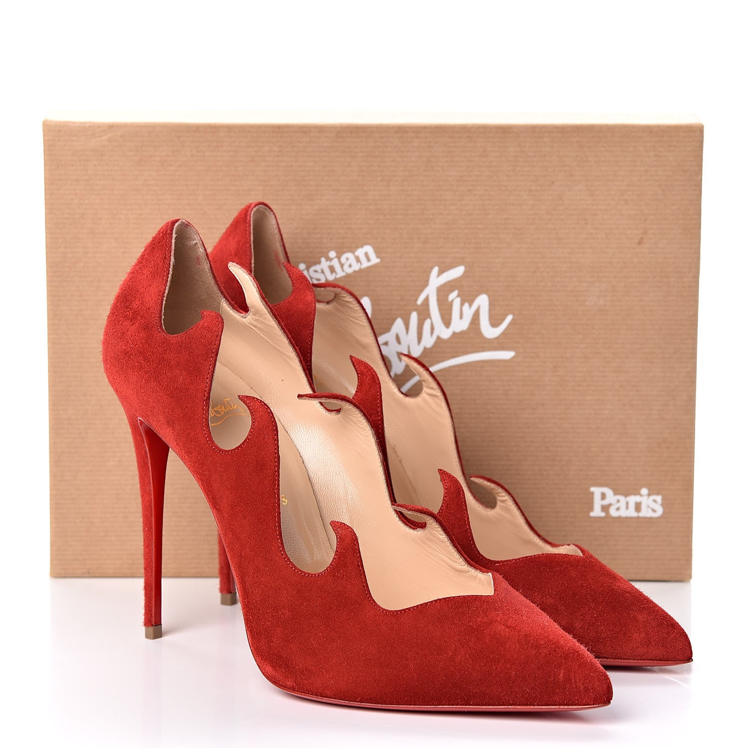 Christian Louboutin Veau Velours Olavague 100 Pumps 40.5 Rougissime 12 of 12