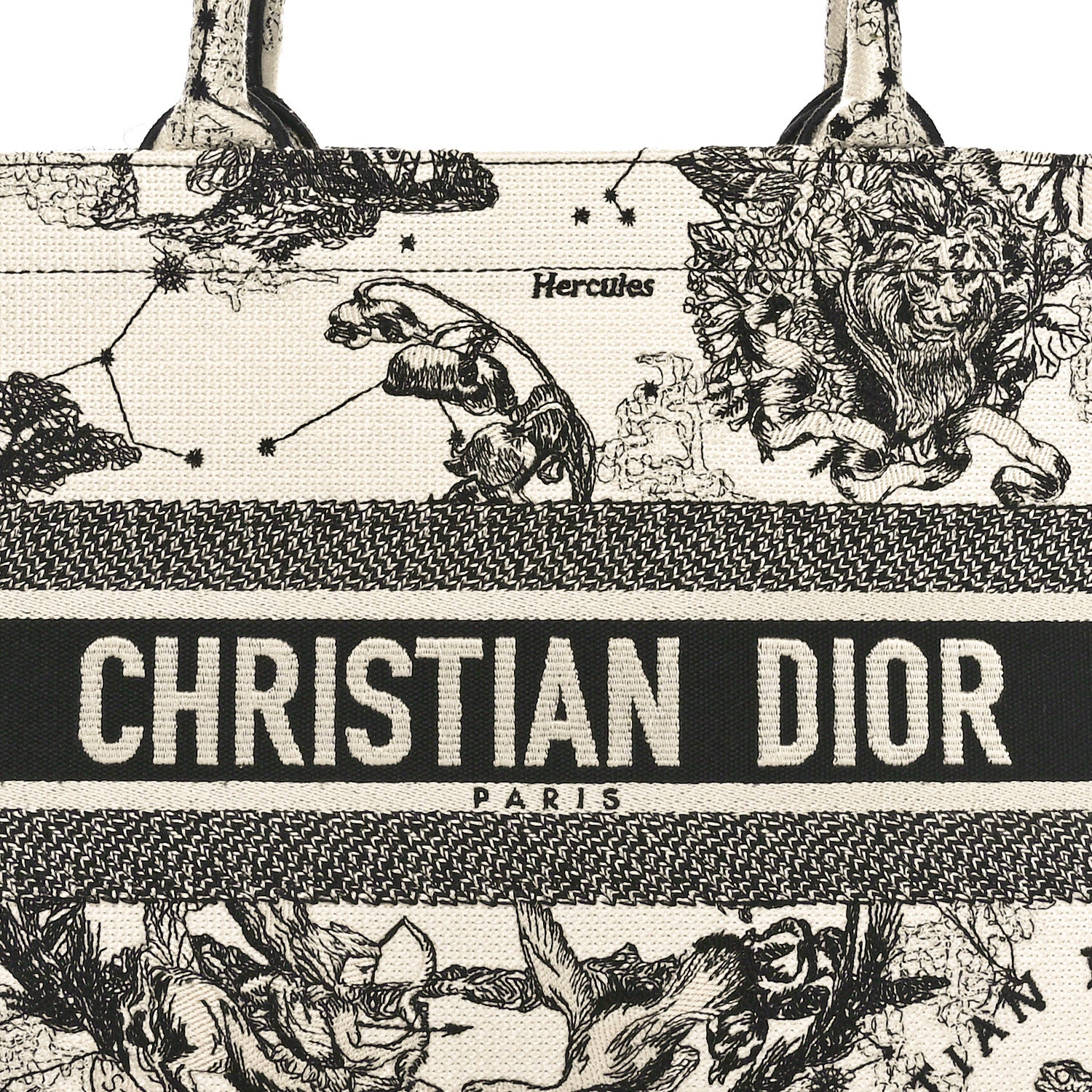 Christian Dior Canvas Zodiac Toile De Jouy Embroidered Medium Book Tote Latte 8 of 10