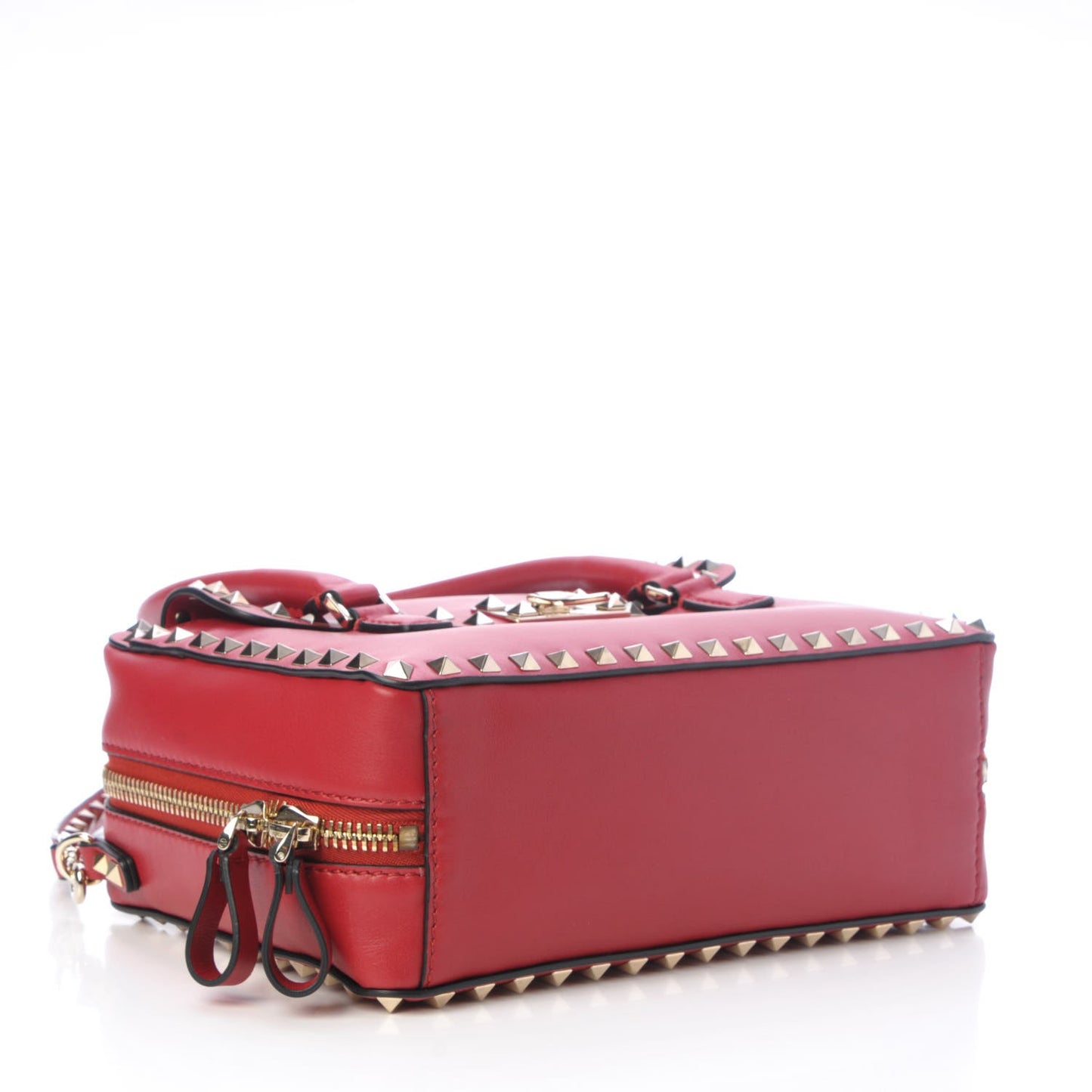Vitello Rockstud Top Handle Shoulder Bag Rosso Valentino