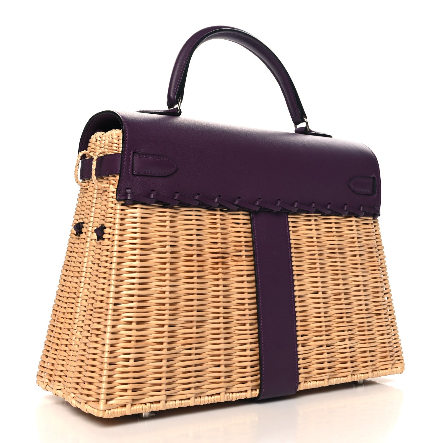 Hermes Wicker Swift Picnic Kelly 35 Naturel Cassis 3 of 12