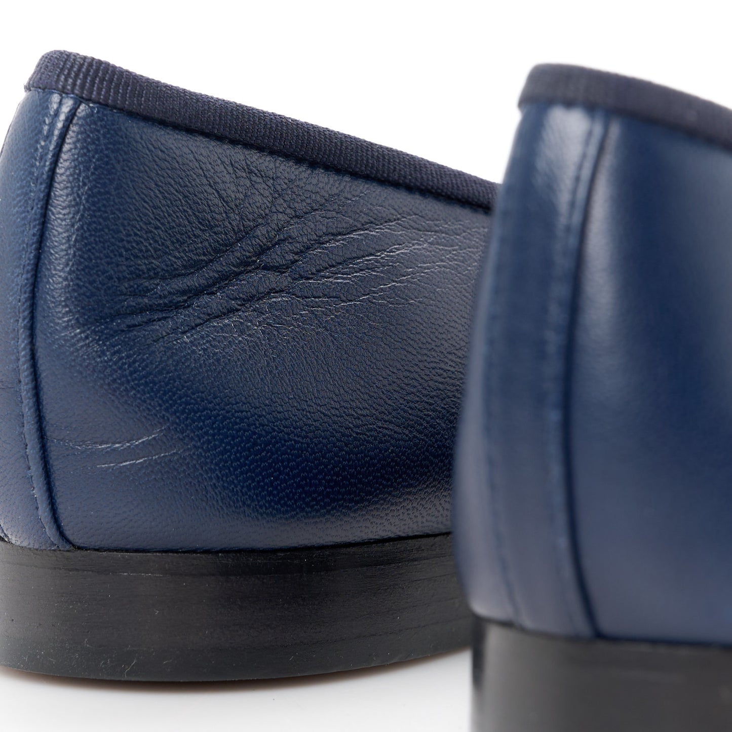 Lambskin CC Cap Toe Ballerina Flats 38 Navy