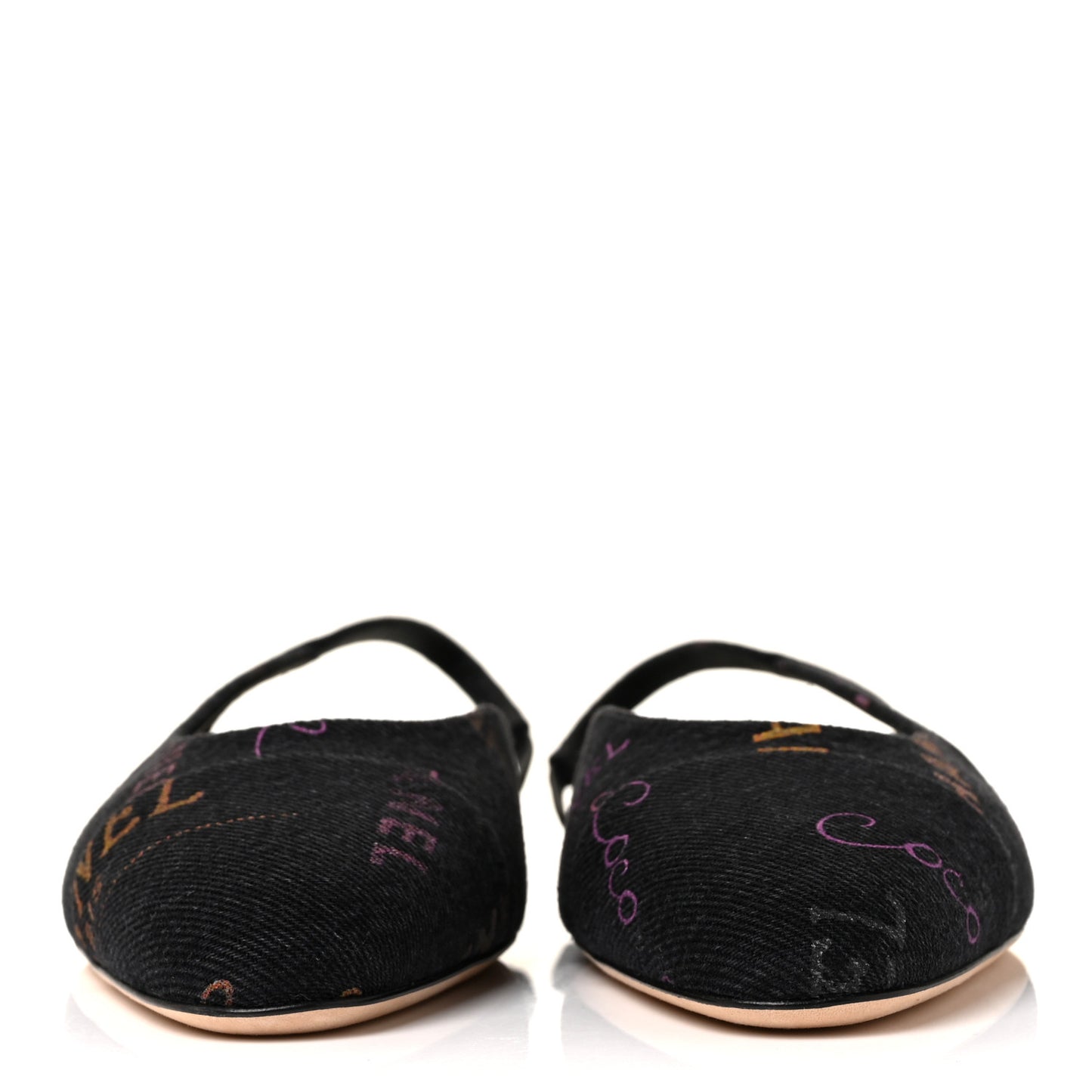 Denim Cap Toe Denim Mood Slingback Flats 39 Black Multicolor