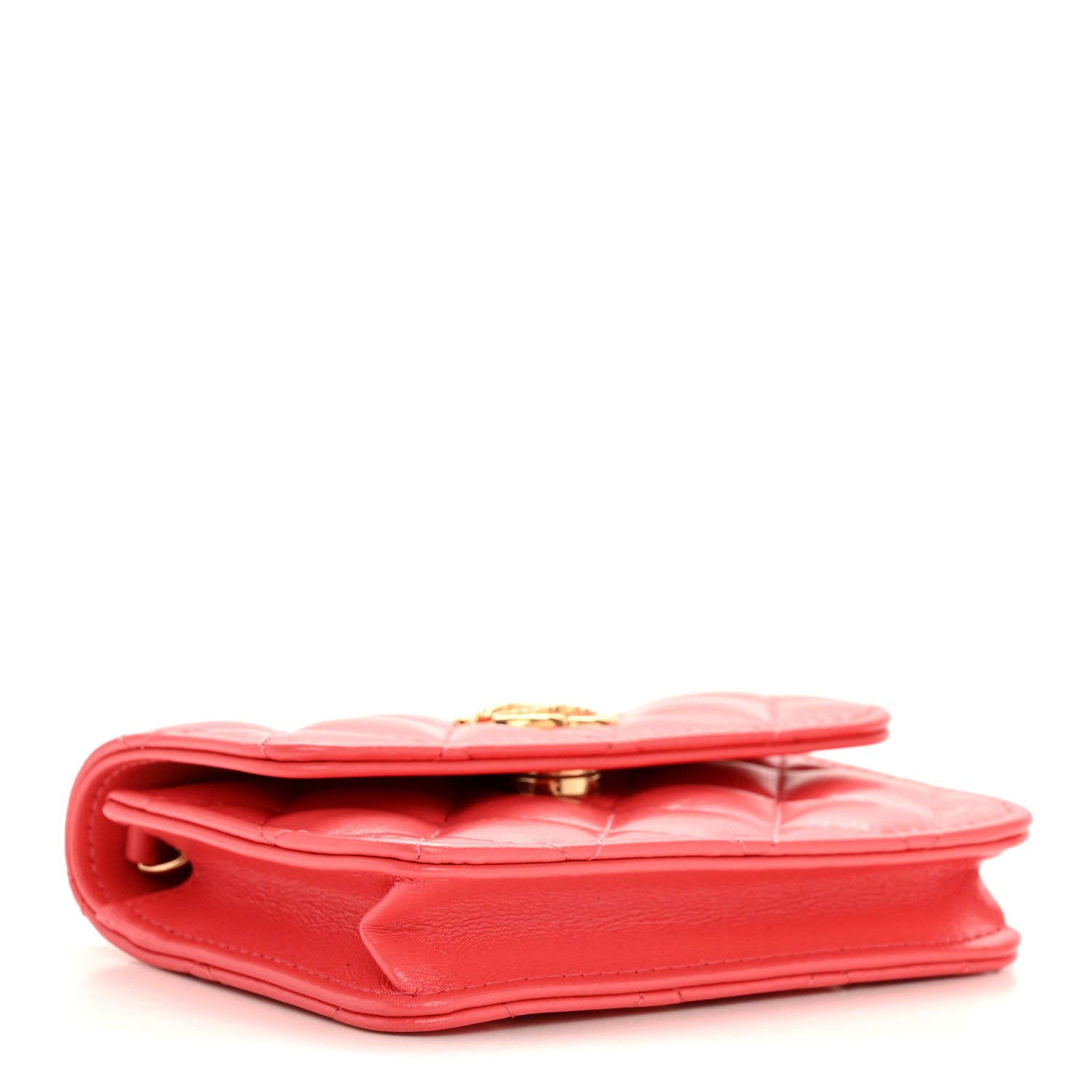 Chanel Shiny Lambskin Quilted Card Holder On Chain Pink 4 of 11