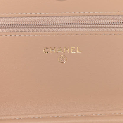 Chanel Caviar Quilted CC Filigree Wallet On Chain WOC Beige Black 6 of 12