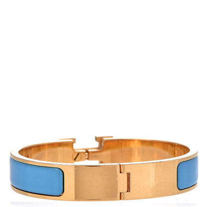 Hermes Enamel Narrow Clic Clac H Bracelet PM Bleu Azure 3 of 6