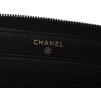 Chanel Calfskin Chevron Zip Around Boy Wallet Black 6 of 8