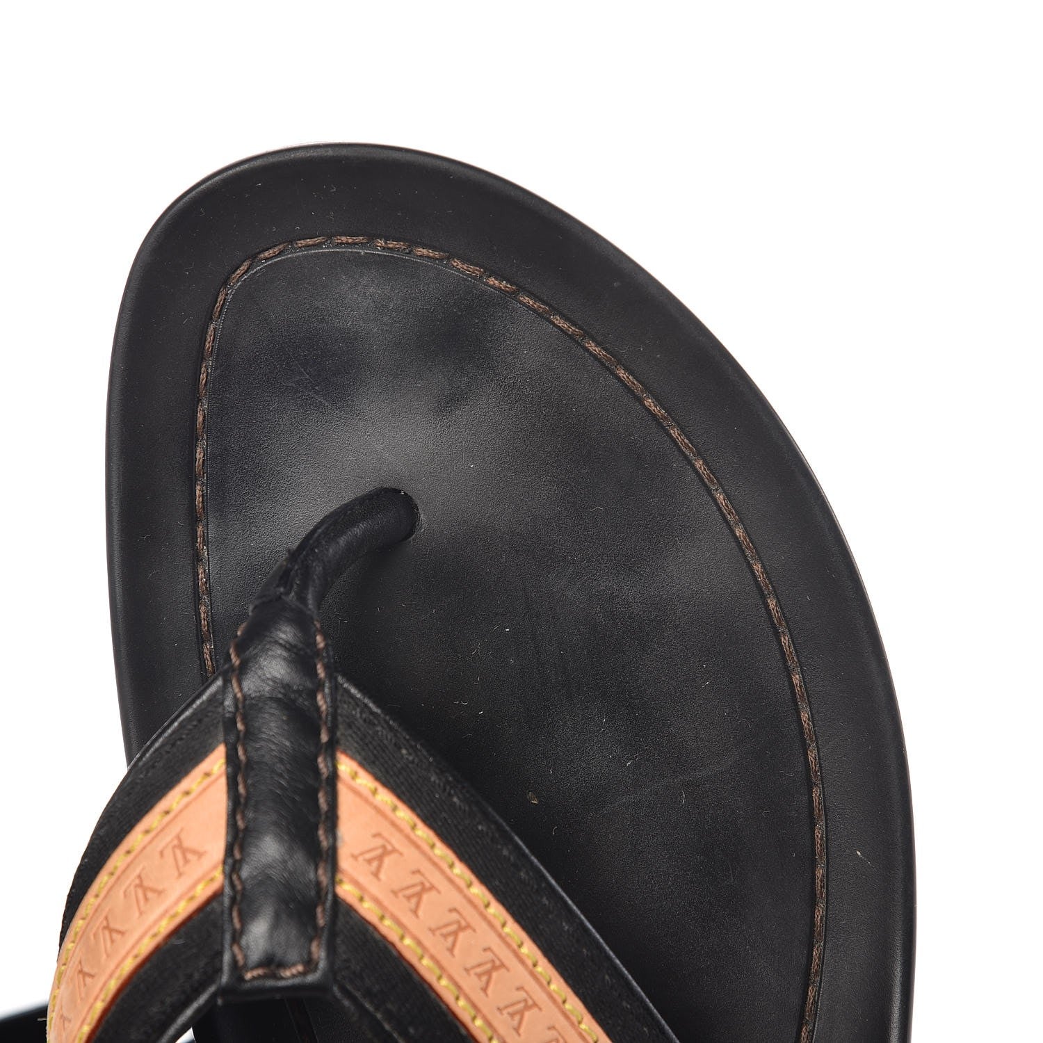 Louis Vuitton Mens Rubber Canvas Vachetta Thong Sandals 6 Black 9 of 10