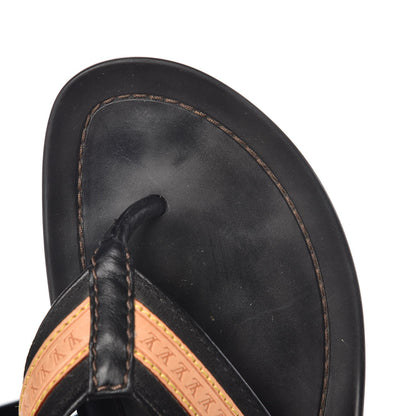 Louis Vuitton Mens Rubber Canvas Vachetta Thong Sandals 6 Black 9 of 10