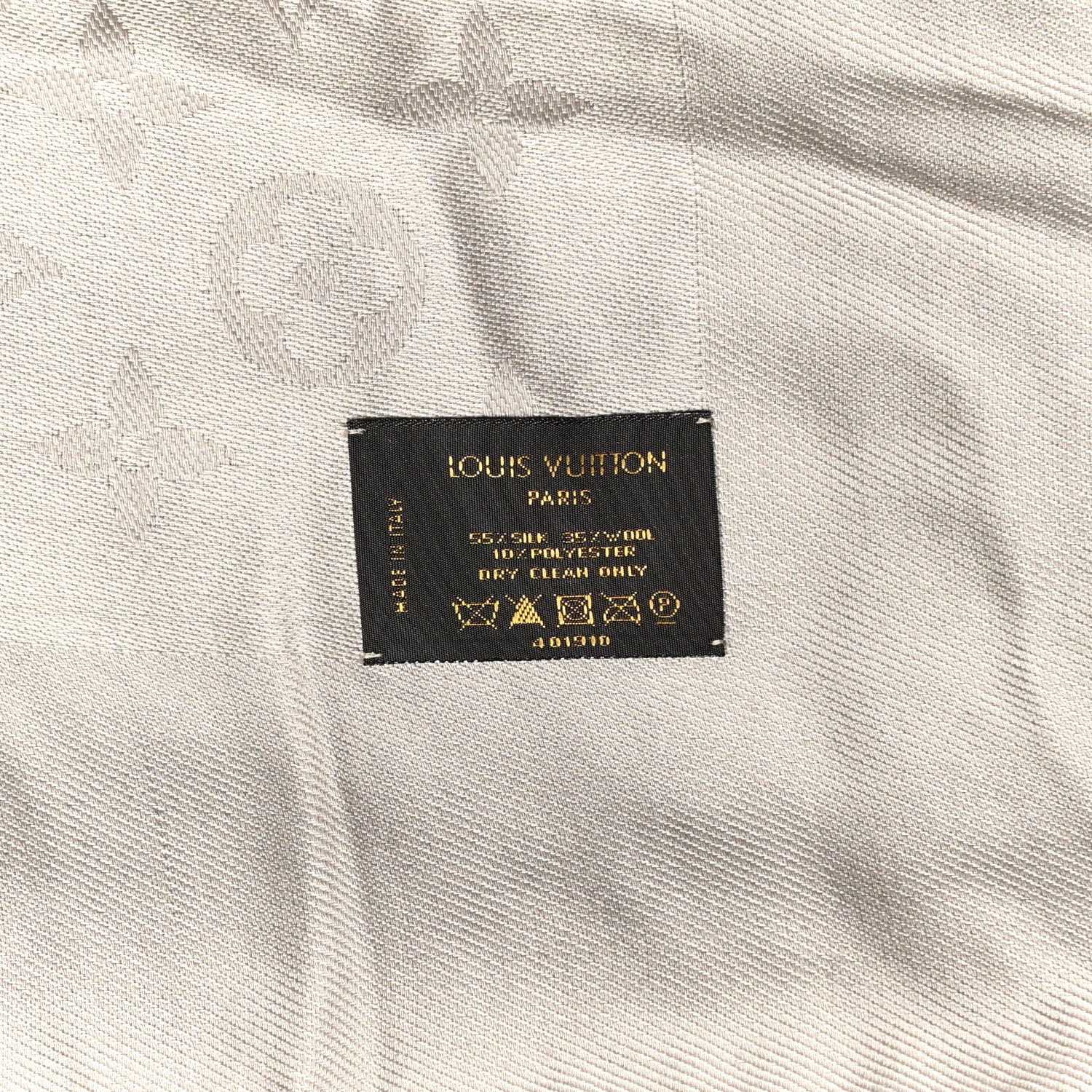 Louis Vuitton Silk Wool Monogram Polka Dot Shawl Grey 3 of 4