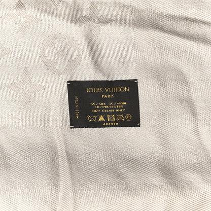 Louis Vuitton Silk Wool Monogram Polka Dot Shawl Grey 3 of 4