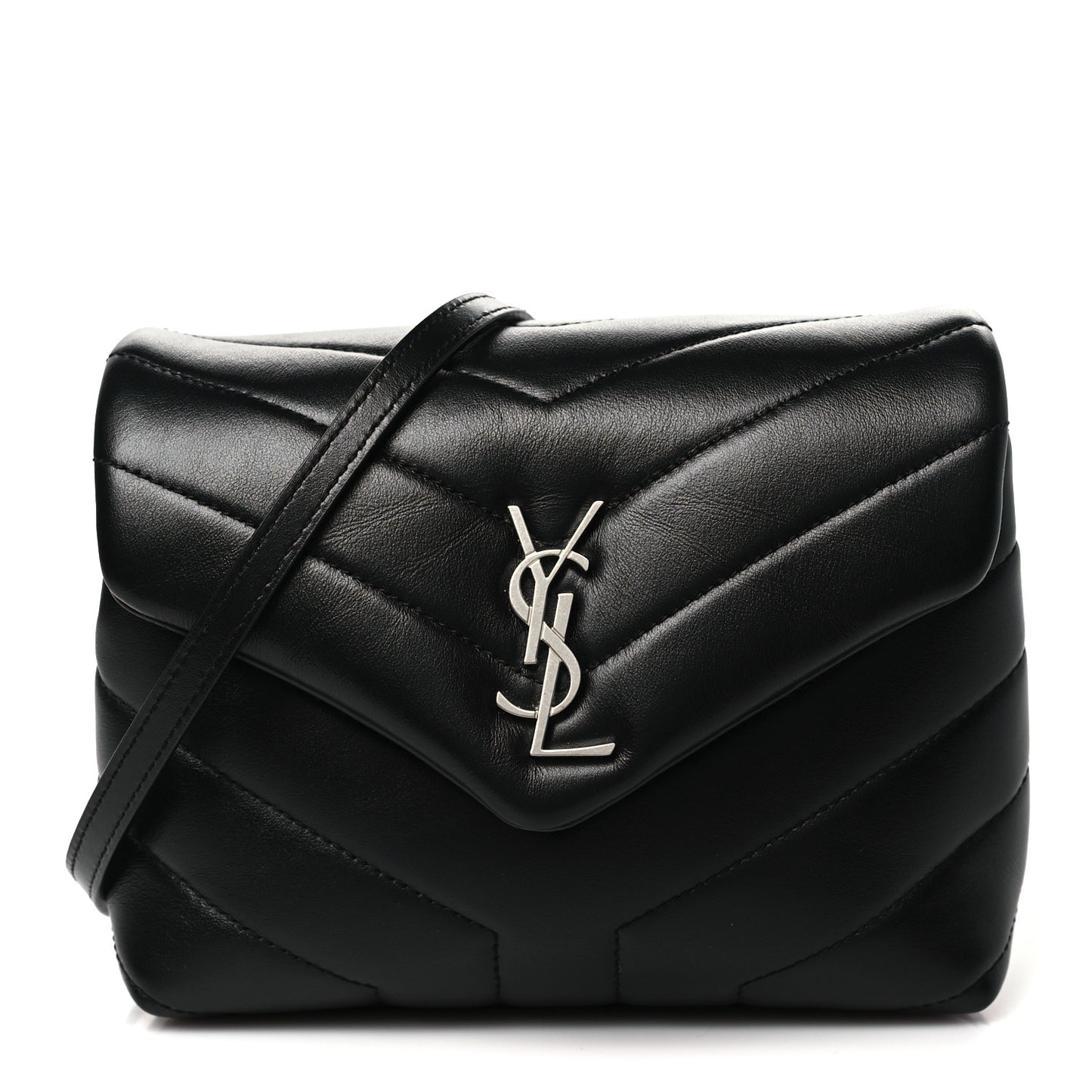 Calfskin Y Quilted Monogram Toy Loulou Crossbody Bag Black