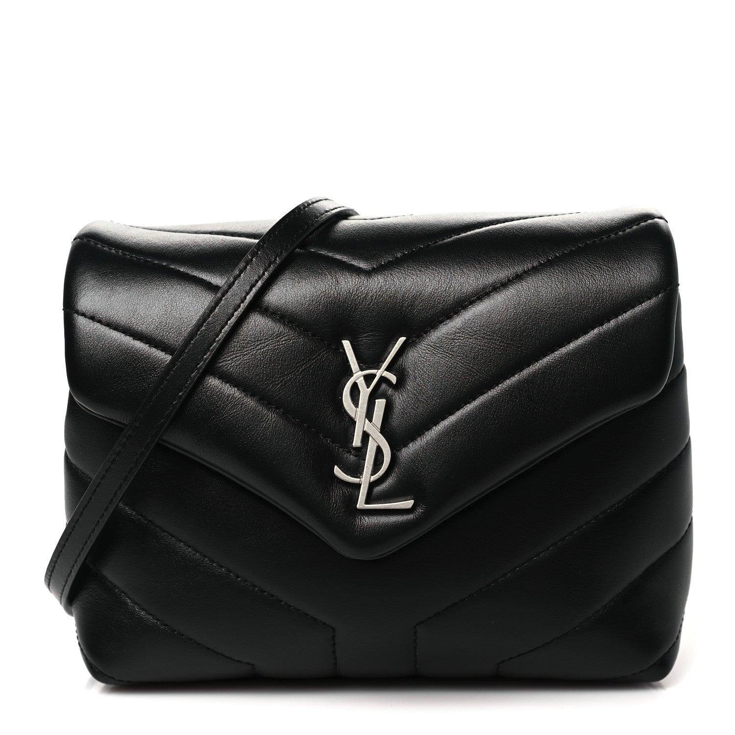 Saint Laurent Calfskin Y Quilted Monogram Toy Loulou Crossbody Bag Black 1 of 11