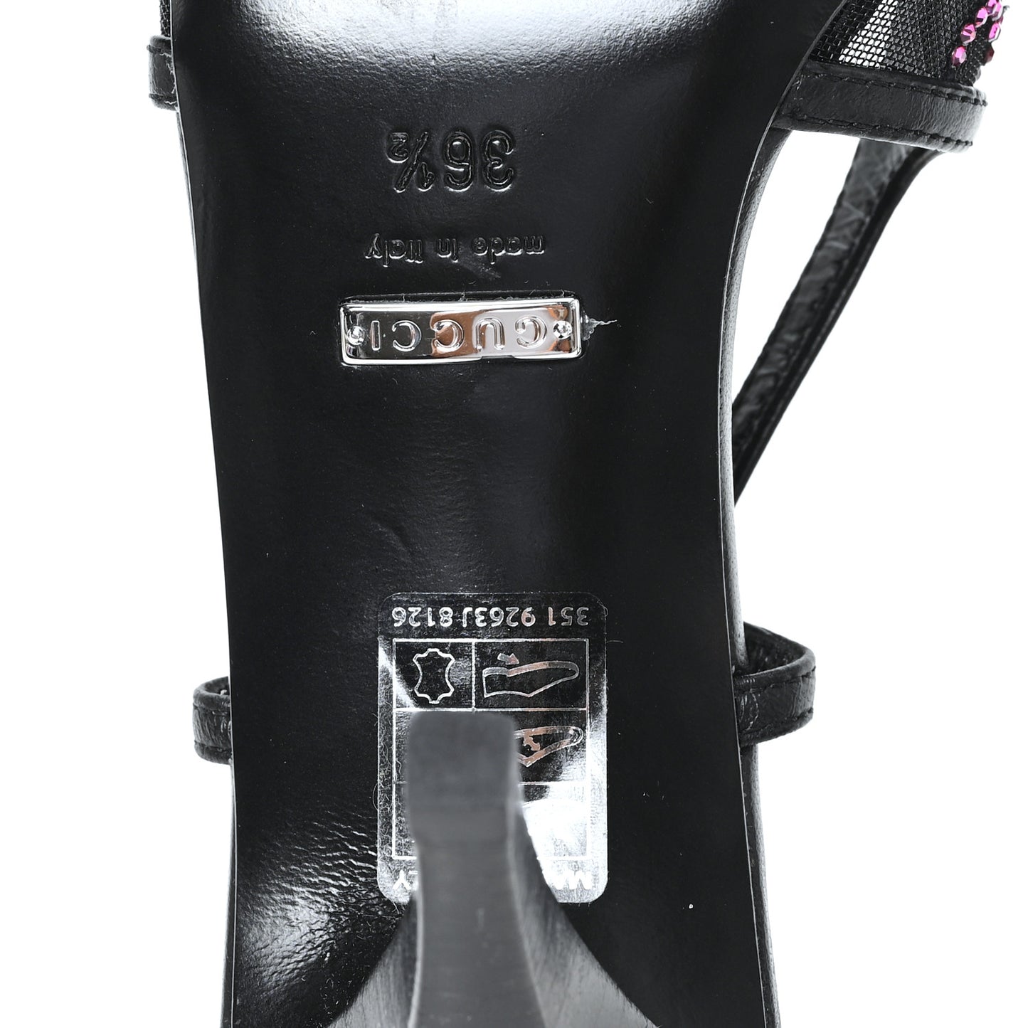 Tela Retino Nappa Charlotte Crystal GG Monogram Square G 75mm Slingback Pumps 36.5 Black