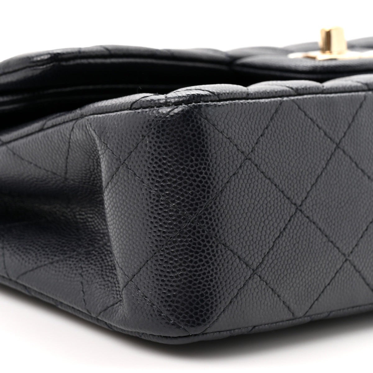 Caviar Quilted Small Double Flap Navy